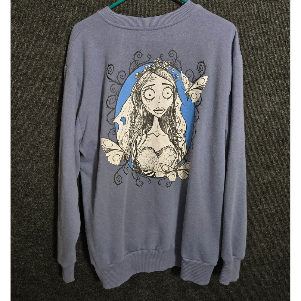 Tim Burton's Corpse Bride Emily Graphic Sweatshirt Blue Purple Large LG s23